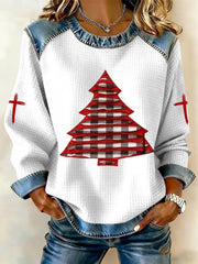 Women's Christmas Pattern Patchwork Art Sweatshirt