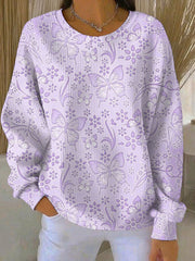 Women's Purple Art Print Casual Sweatshirt