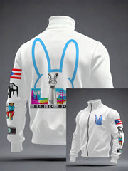 Men's Bunny Football Music Lover Printed Coat