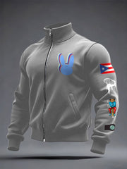 Men's Bunny Football Music Lover Printed Coat