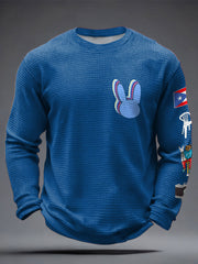 Men's Bunny Football Music Lover Printed Waffle Tops