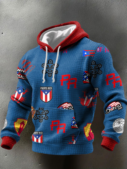 Men's Puerto Rico Proud Art Printed Hoodie