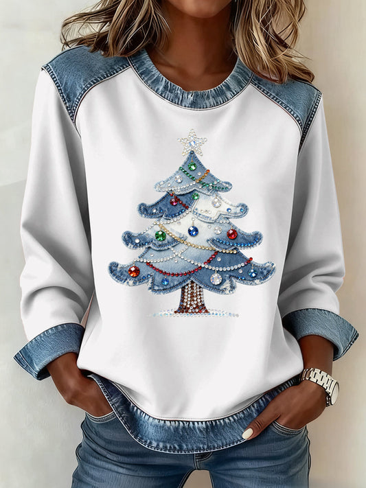 Women's Christmas Pattern Patchwork Art Sweatshirt