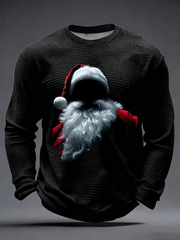 Men's Santa Print Waffle Long Sleeve T-Shirt