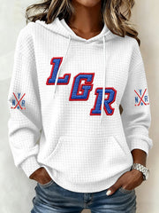 Women's Ice Hockey Print Casual Waffle Hoodie