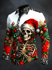 Men's Vintage Christmas Skull Long Sleeve Shirt