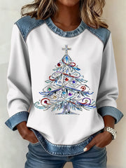 Women's Christmas Pattern Patchwork Art Sweatshirt
