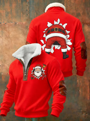 Men's Fun Santa Plush Stand Collar Shirt