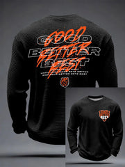 Men's Good Better Best Print Gift For Football Fans Gameday Casual Waffle Long Sleeve T-Shirt