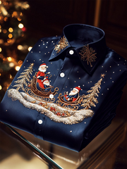 Men's Christmas Printed Satin Shirt