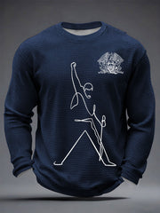 Men's Rock Print Waffle Long Sleeve T-Shirt