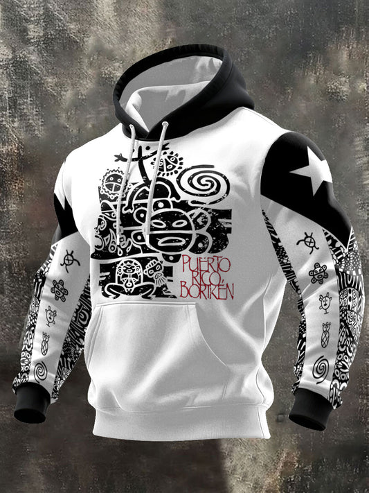 Men's Puerto Rico Taino Proud Art Printed Hoodie