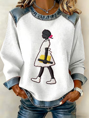 Women's Black History Black Girl Denim Patchwork Top