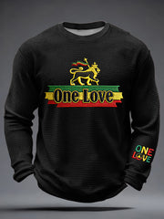 Men's One Love Rasta Lion Waffle Long Sleeve T-Shirt