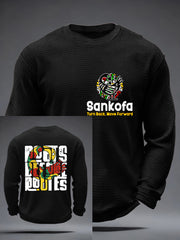 Men's Sankofa Black History Roots Before Routes Waffle Long Sleeve T-Shirt