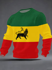 Men's One Love Rasta Lion Checkered Cotton Hoodie