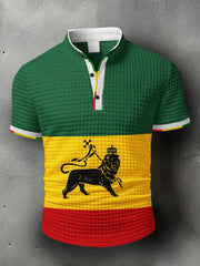 Men's One Love Rasta Lion Short-Sleeve Polo Shirt