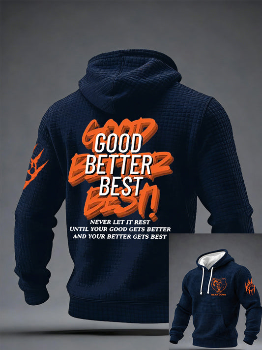 Men's Good Better Best Print Football Fans Checkered Cotton Hoodie