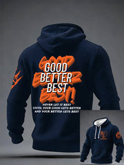 Men's Good Better Best Print Football Fans Checkered Cotton Hoodie