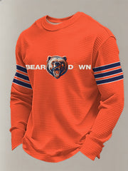 Men's Bear Down Football Fans Gameday Casual Waffle Long Sleeve T-Shirt