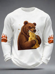 Men's Bears Eating Cheese Football Lover Printed Waffle Tops