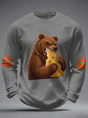 Men's Bears Eating Cheese Football Lover Printed Waffle Tops