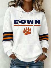 Women's Bear Down Football Fans Gameday Casual Waffle Hoodie