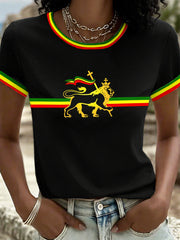 Women's Reggae Inspired Lion Print T-Shirt