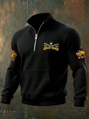 Men's American Black Soldier Waffle Sweatshirts