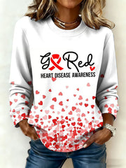 Women's Heart Disease Awareness Printed Sweatshirt