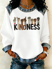 Women's Black History Culture Denim Patchwork Top