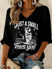 Women's Just A Small Town Girl Printed Waffle T-shirt