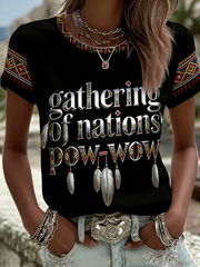 Women's Gathering of Nations Pow Wow Indian Native Art Print short-sleeved T-shirt