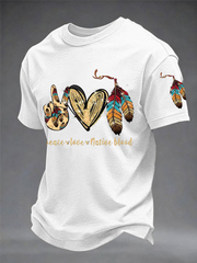 Men's Gathering of Nations Pow Wow Indian Native Art Print imitation cotton short-sleeved T-shirt