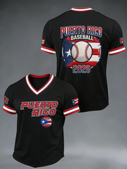 Men's Puerto Rico Baseball V-neck T-shirt