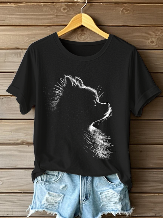 Women's Pomeranian Print Casual T-Shirt