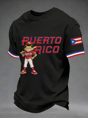 Men's Puerto Rico Baseball Print Casual Tee