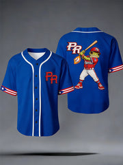 Unisex Puerto Rico Baseball Print Casual Shirt