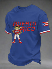 Men's Puerto Rico Baseball Print Casual Tee