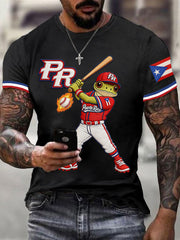 Men's Puerto Rico Baseball Print Casual Tee