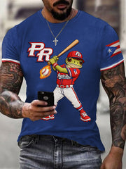 Men's Puerto Rico Baseball Print Casual Tee