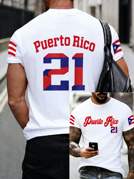 Men's Puerto Rico Baseball Printed short sleeves t-shirt