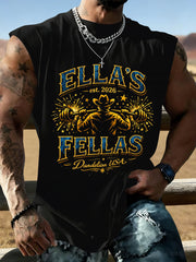 Men's Vintage Ella's Fellas Print Country Music Inspired Vest Top