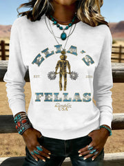Women's Vintage Ella's Fellas Print Country Music Inspired Sweatshirt