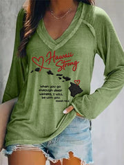 Women's Hawaii Strong When You Go Through Deep Waters, I Will Be With You. Isaiah 43:2 V-Neck T-Shirt