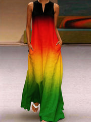 Women's Reggae Inspired Cotton Linen Maxi Dress