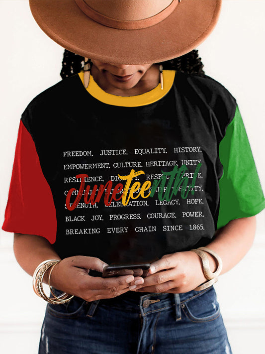 Women's Juneteenth Printed O-Neck Short sleeve T-shirt