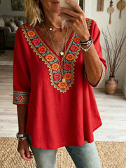 Women's Mexican Art Cinco de Mayo Cotton and Linen Top