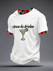 Men's Cinco de Drinko Embroidery Pattern T-Shirt