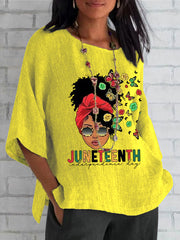 Women's Juneteenth 1865 Independence Day Print Printed Blouse